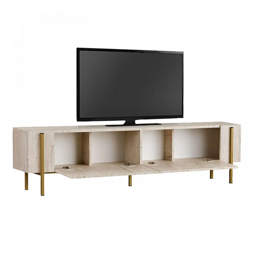 Έπιπλο τηλεόρασης Nexus Megapap χρώμα travertine - χρυσό 180x30x45,5εκ. | GP052-0274,2