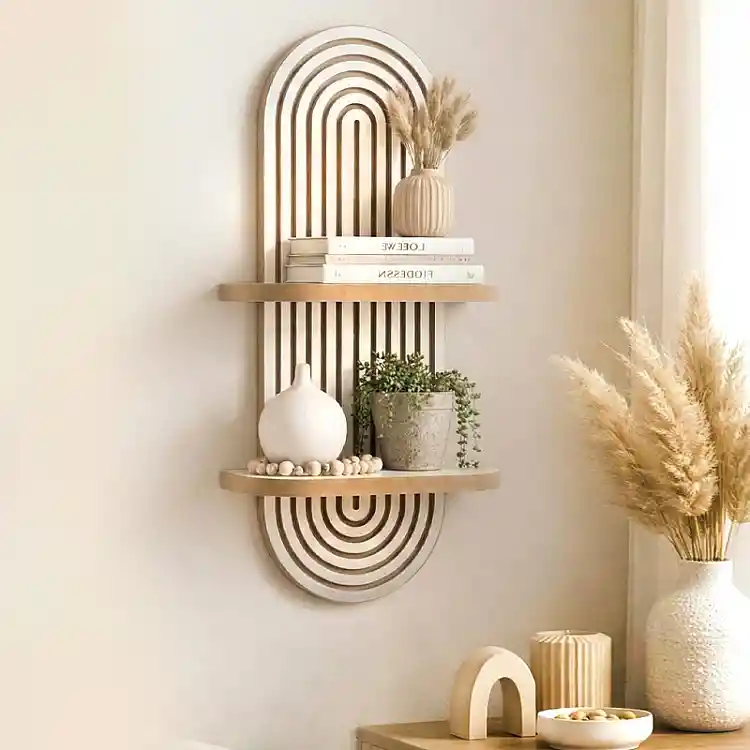 Ραφιέρα τοίχου Artwill Megapap Mdf χρώμα λευκό - oak 26x13x70εκ. | GP052-0276,3