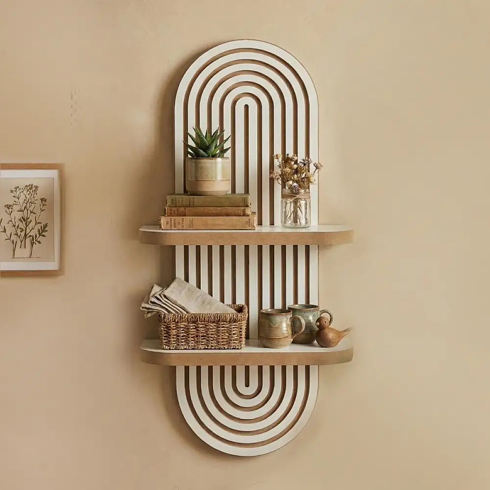 Ραφιέρα τοίχου Artwill Megapap Mdf χρώμα λευκό - oak 26x13x70εκ. | GP052-0276,3
