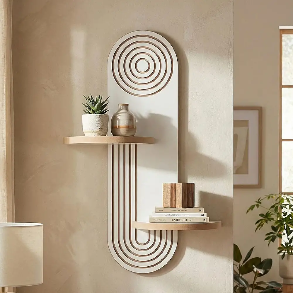 Ραφιέρα τοίχου Artwill Megapap Mdf χρώμα λευκό - oak 46x13x70εκ. | GP052-0277,3