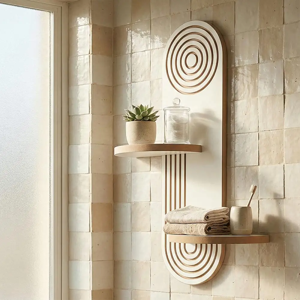 Ραφιέρα τοίχου Artwill Megapap Mdf χρώμα λευκό - oak 46x13x70εκ. | GP052-0277,3