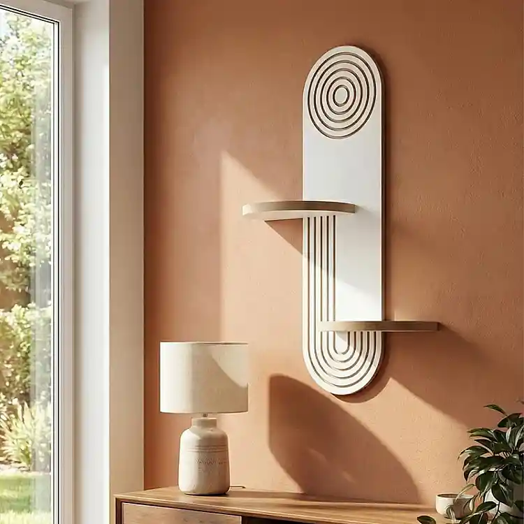 Ραφιέρα τοίχου Artwill Megapap Mdf χρώμα λευκό - oak 46x13x70εκ. | GP052-0277,3