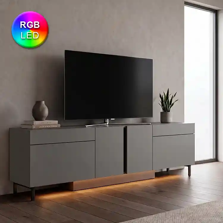 Έπιπλο τηλεόρασης Arlen Megapap με Led Rgb χρώμα ανθρακί 180x32x50εκ. | GP052-0278,1