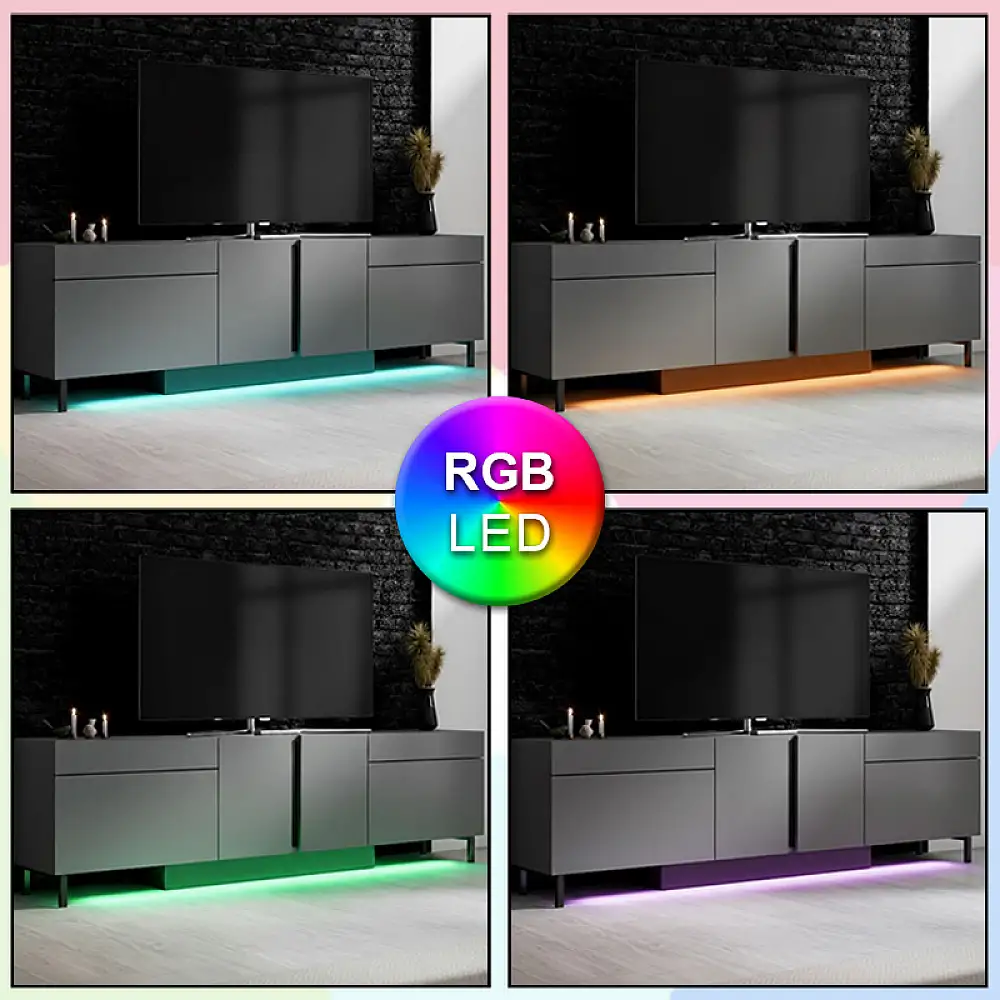 Έπιπλο τηλεόρασης Arlen Megapap με Led Rgb χρώμα ανθρακί 180x32x50εκ. | GP052-0278,1