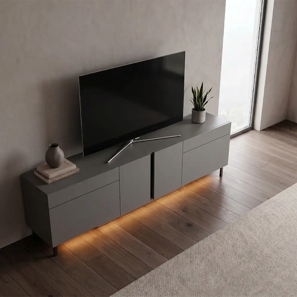 Έπιπλο τηλεόρασης Arlen Megapap με Led Rgb χρώμα ανθρακί 180x32x50εκ. | GP052-0278,1