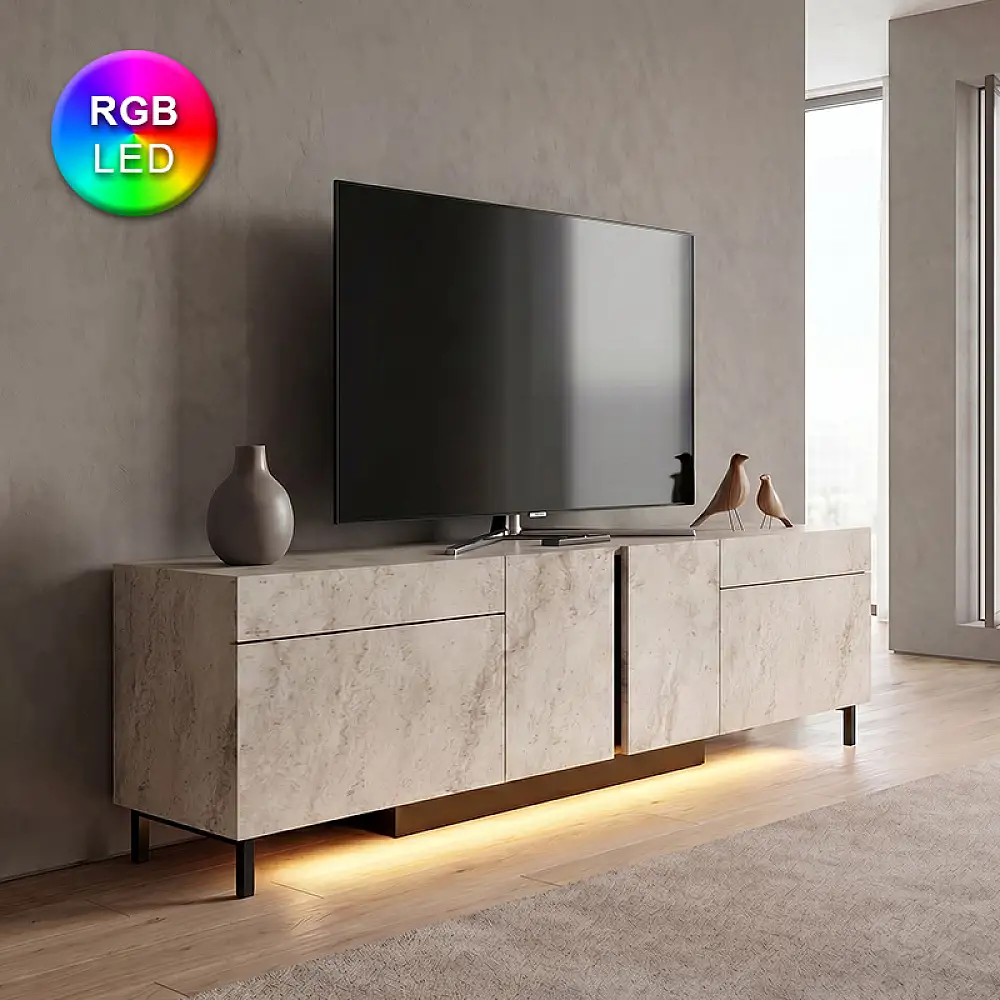 Έπιπλο τηλεόρασης Arlen Megapap με Led Rgb χρώμα travertine 180x32x50εκ. | GP052-0278,2