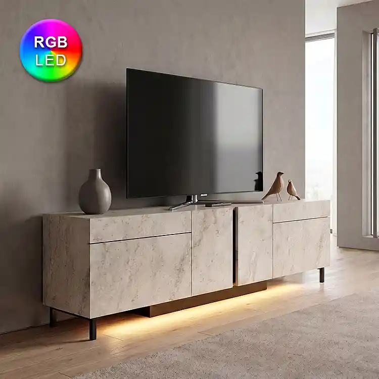 Έπιπλο τηλεόρασης Arlen Megapap με Led Rgb χρώμα travertine 180x32x50εκ. | GP052-0278,2