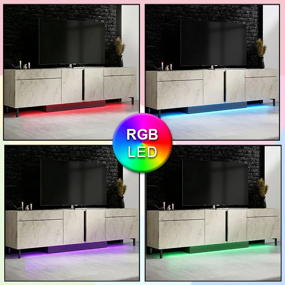 Έπιπλο τηλεόρασης Arlen Megapap με Led Rgb χρώμα travertine 180x32x50εκ. | GP052-0278,2