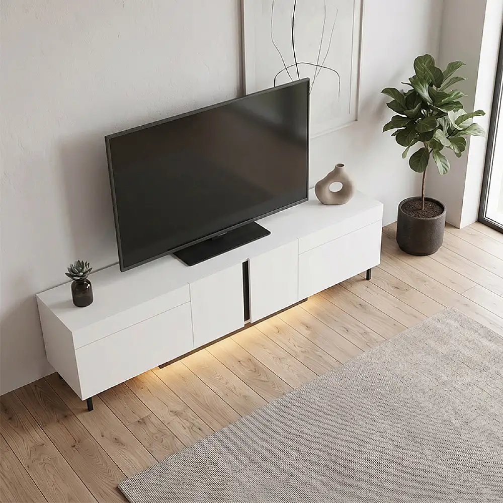 Έπιπλο τηλεόρασης Arlen Megapap με Led Rgb χρώμα λευκό 180x32x50εκ. | GP052-0278,3