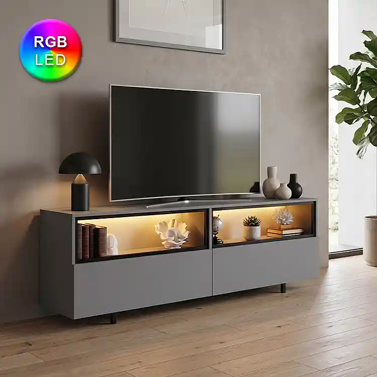 Έπιπλο τηλεόρασης Eco Megapap με Led Rgb χρώμα ανθρακί 180x32x67εκ. | GP052-0280,1