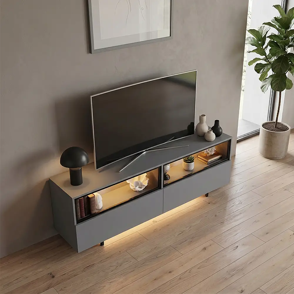 Έπιπλο τηλεόρασης Eco Megapap με Led Rgb χρώμα ανθρακί 180x32x67εκ. | GP052-0280,1