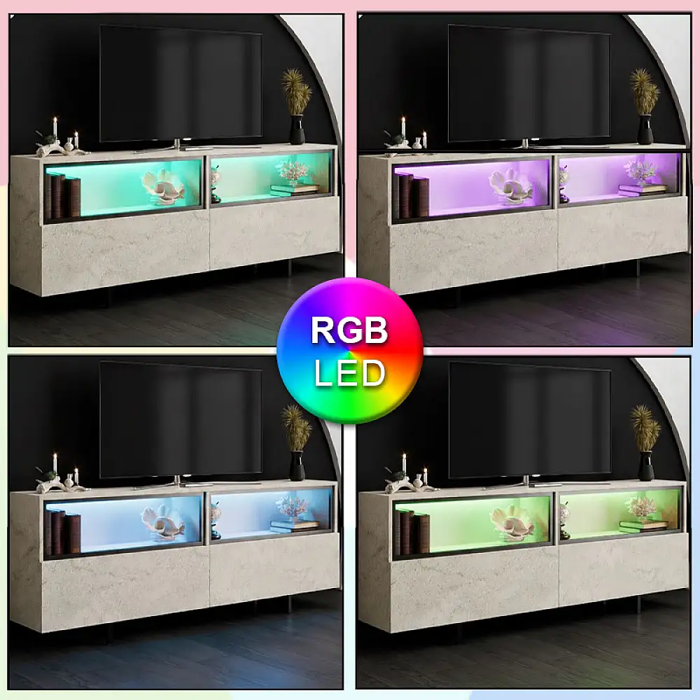 Έπιπλο τηλεόρασης Eco Megapap με Led Rgb χρώμα travertine 180x32x67εκ. | GP052-0280,2
