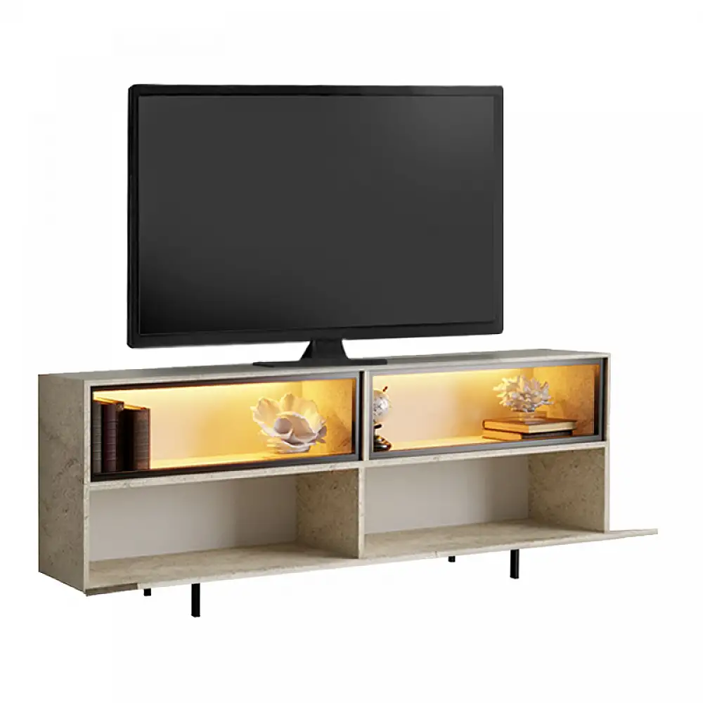 Έπιπλο τηλεόρασης Eco Megapap με Led Rgb χρώμα travertine 180x32x67εκ. | GP052-0280,2