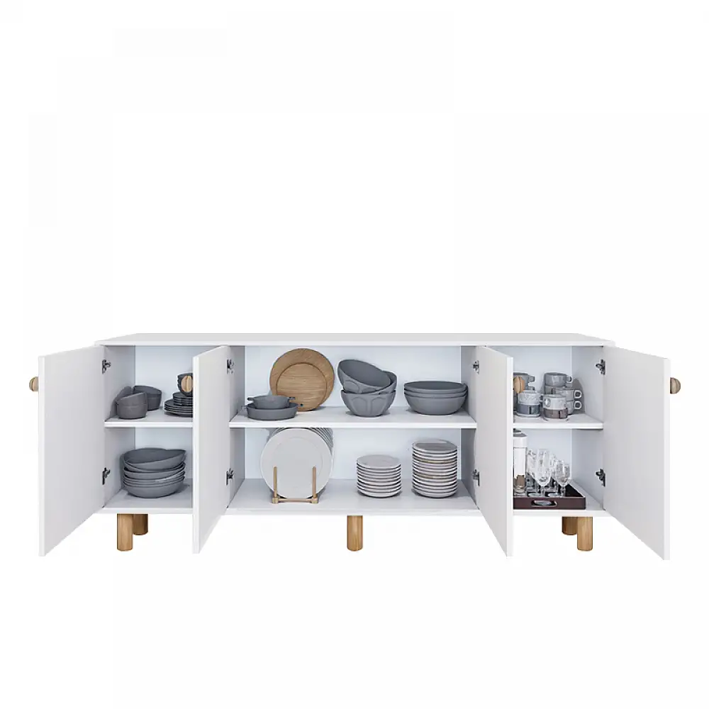 Μπουφές Bohemian Megapap χρώμα λευκό - φυσικό οξιάς 180x40x75εκ. | GP052-0285,1