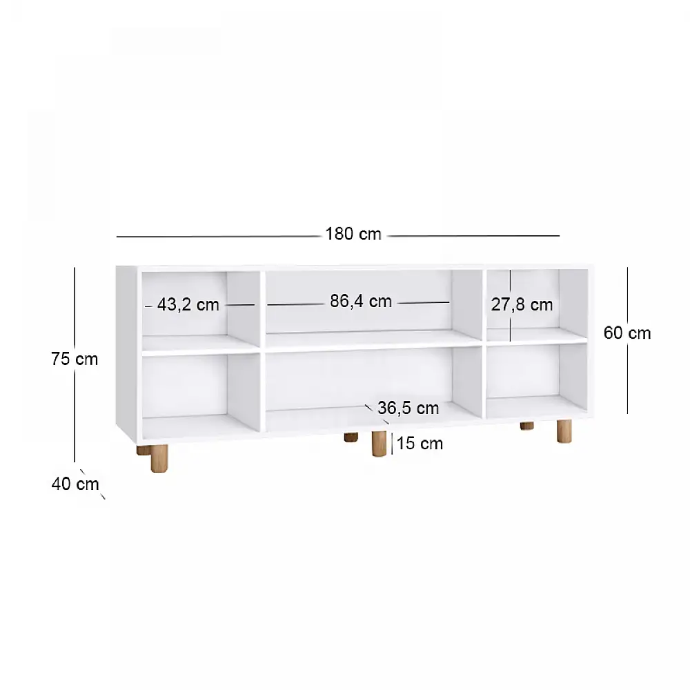 Μπουφές Bohemian Megapap χρώμα λευκό - φυσικό οξιάς 180x40x75εκ. | GP052-0285,1