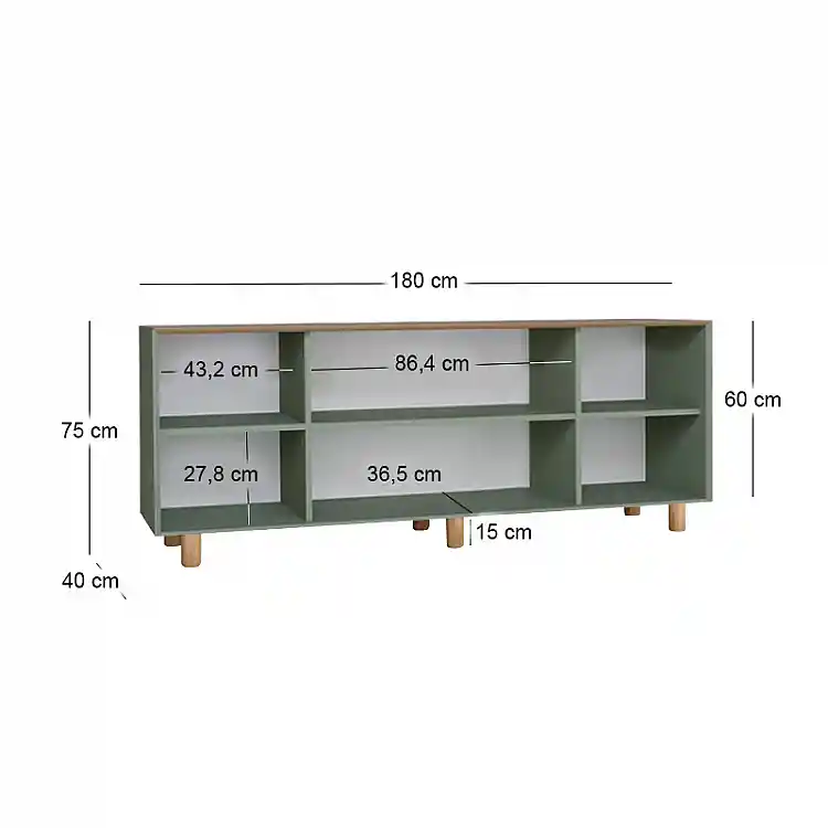 Μπουφές Bohemian Megapap χρώμα πράσινο - φυσικό οξιάς 180x40x75εκ. | GP052-0285,2