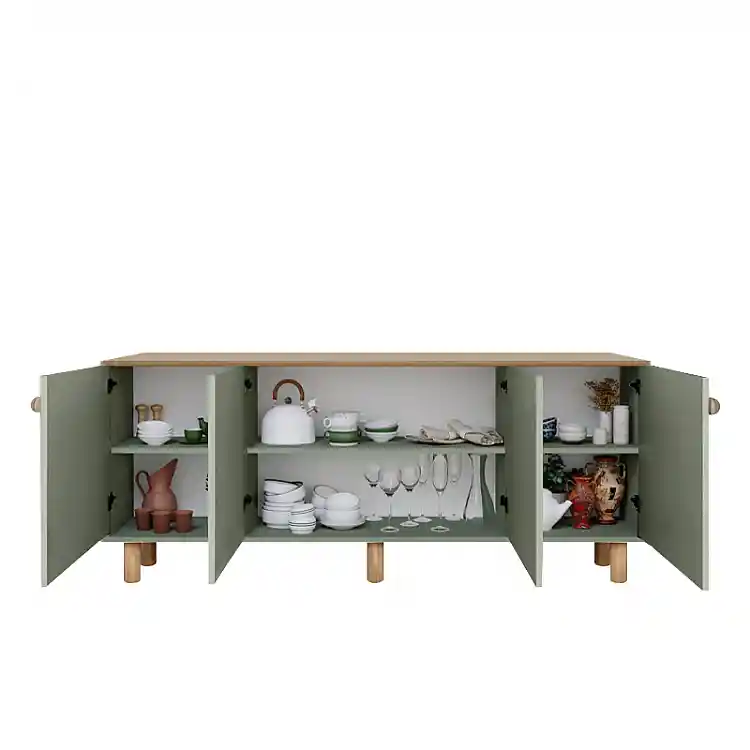 Μπουφές Bohemian Megapap χρώμα πράσινο - φυσικό οξιάς 180x40x75εκ. | GP052-0285,2