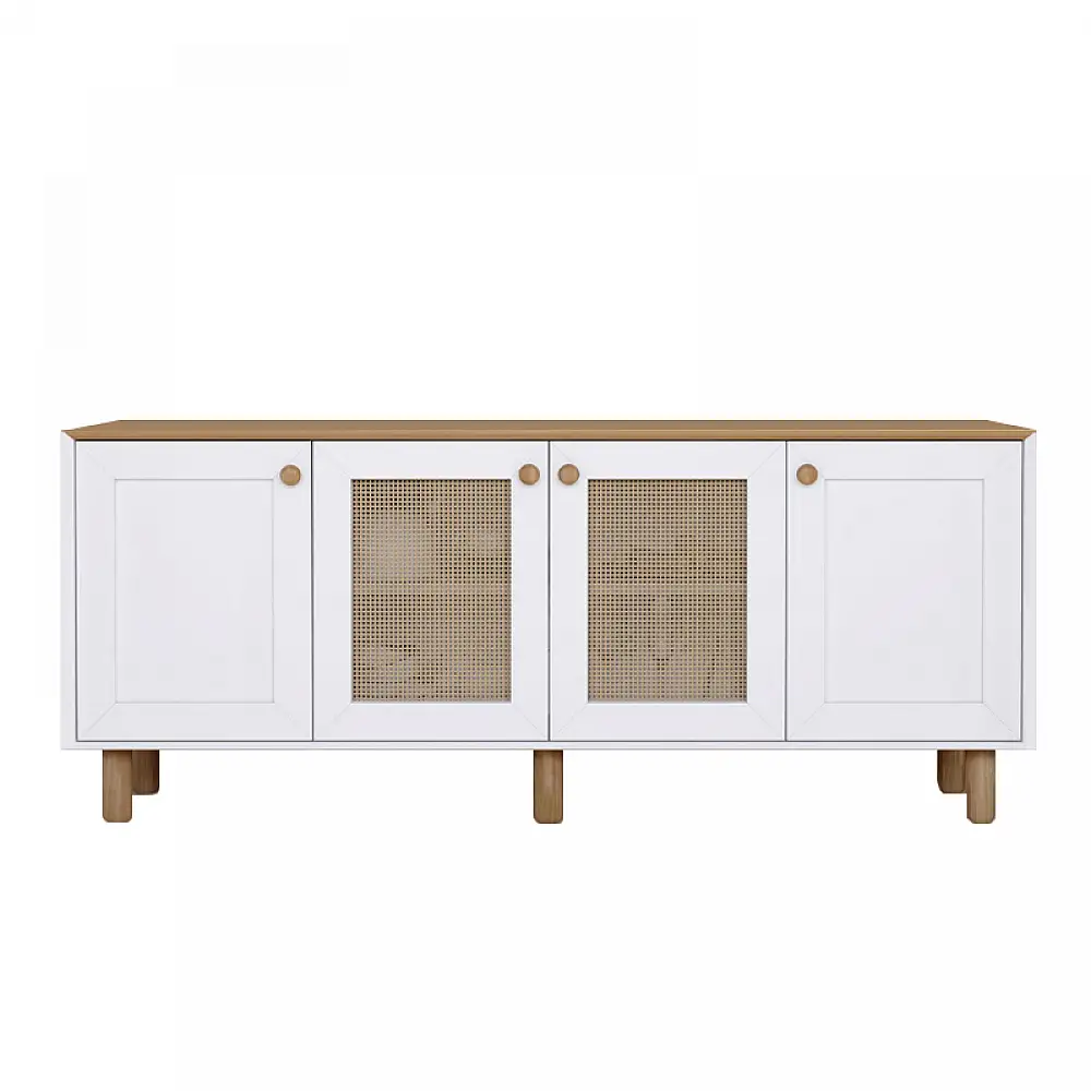 Μπουφές Bohemian Megapap χρώμα λευκό - φυσικό οξιάς 180x40x75εκ. | GP052-0287,2