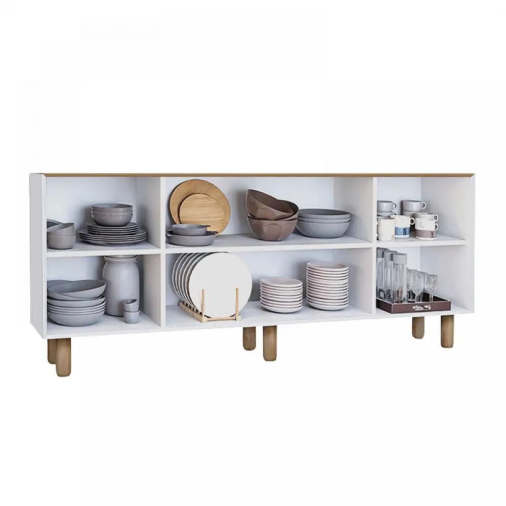 Μπουφές Bohemian Megapap χρώμα λευκό - φυσικό οξιάς 180x40x75εκ. | GP052-0287,2
