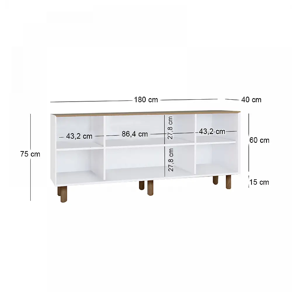 Μπουφές Bohemian Megapap χρώμα λευκό - φυσικό οξιάς 180x40x75εκ. | GP052-0287,2