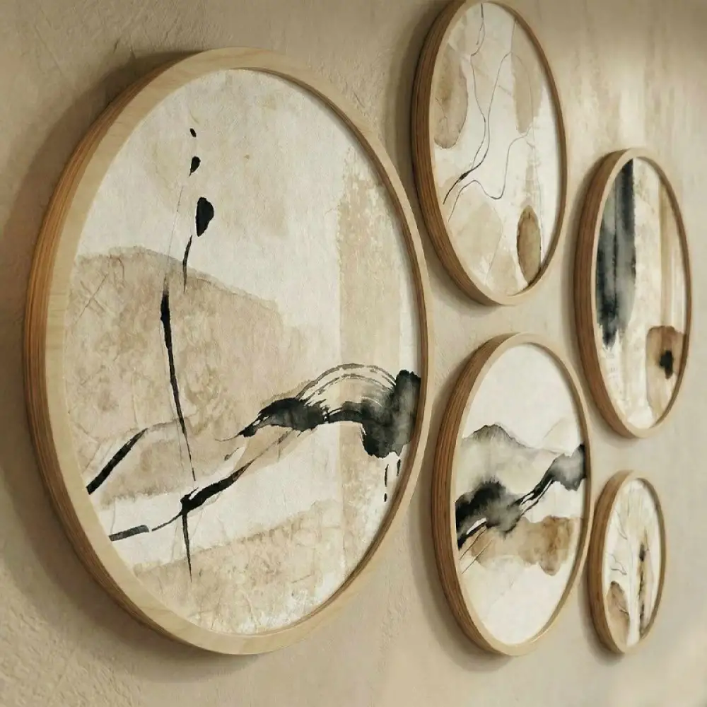 Διακοσμητικό τοίχου Nima Megapap σετ 5 τμχ ξύλινο - Mdf χρώμα φυσικό | GP052-0299,2