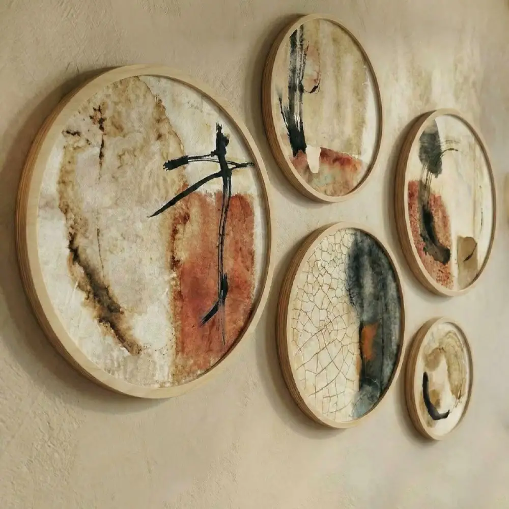 Διακοσμητικό τοίχου Nima Megapap σετ 5 τμχ ξύλινο - Mdf χρώμα φυσικό | GP052-0299,3