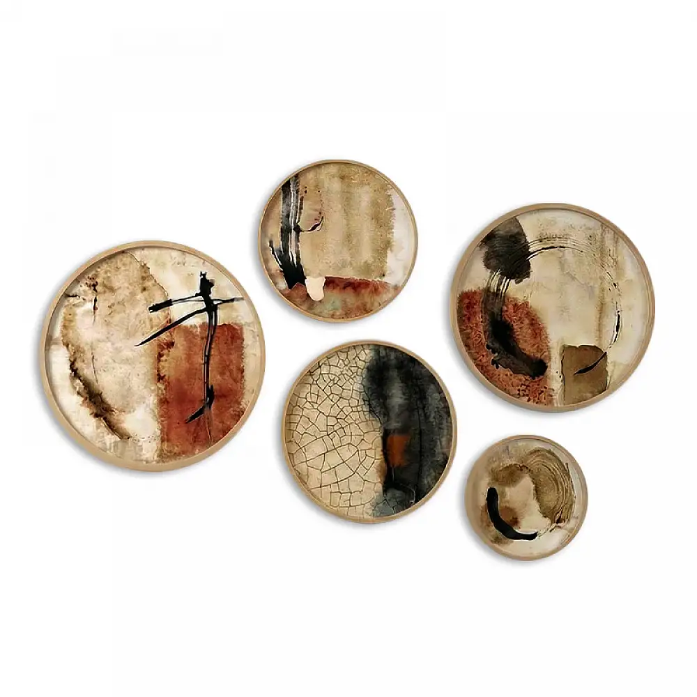 Διακοσμητικό τοίχου Nima Megapap σετ 5 τμχ ξύλινο - Mdf χρώμα φυσικό | GP052-0299,3