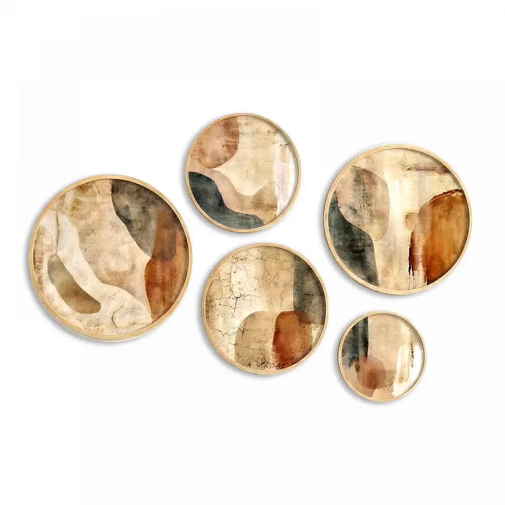 Διακοσμητικό τοίχου Nima Megapap σετ 5 τμχ ξύλινο - Mdf χρώμα φυσικό | GP052-0299,4