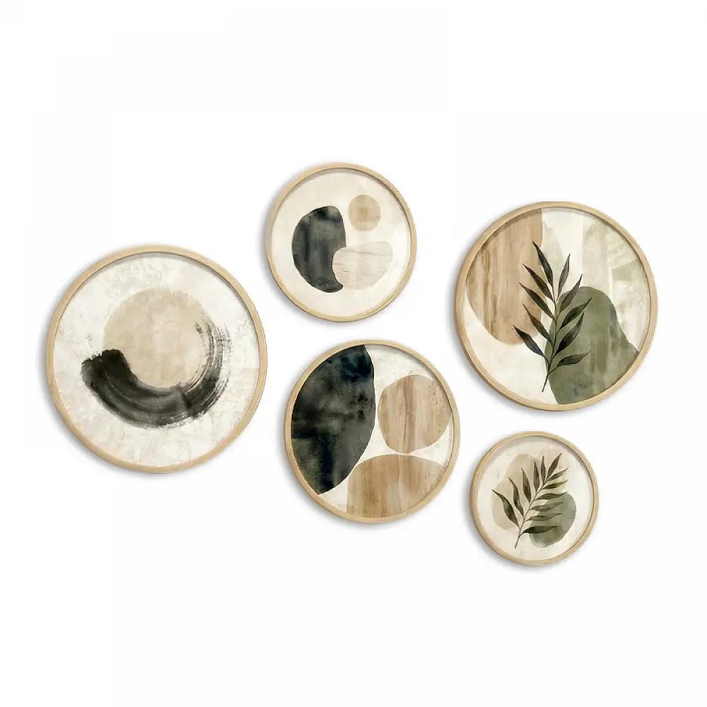 Διακοσμητικό τοίχου Nima Megapap σετ 5 τμχ ξύλινο - Mdf χρώμα φυσικό | GP052-0299,5