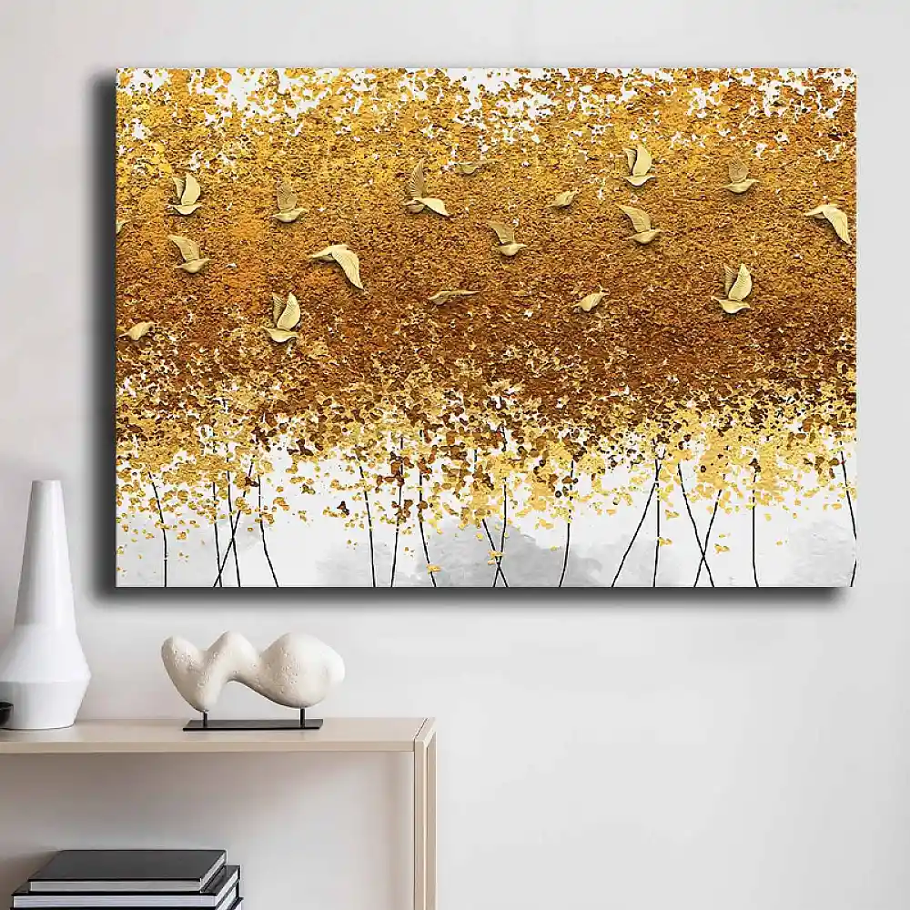 Πίνακας σε καμβά "Golden Birds" Megapap ψηφιακής εκτύπωσης 100x70x3εκ. | GP052-0304,1