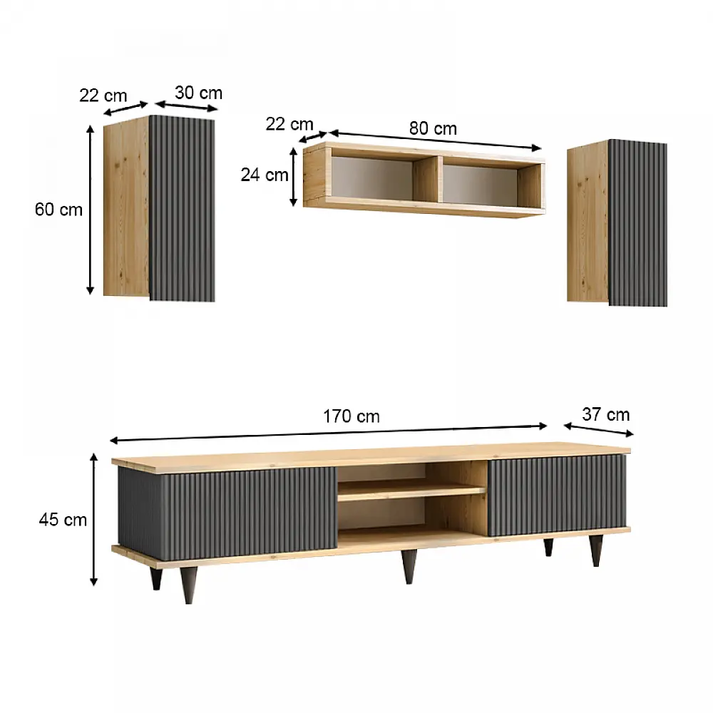 Σύνθεση τηλεόρασης Tokyo Megapap χρώμα sapphire oak - ανθρακί 170x37x45εκ. - GP055-0020,1 Σύνθεση τηλεόρασης Tokyo Megapap χρώμα sapphire oak - ανθρακί 170x37x45εκ. - GP055-0020,1