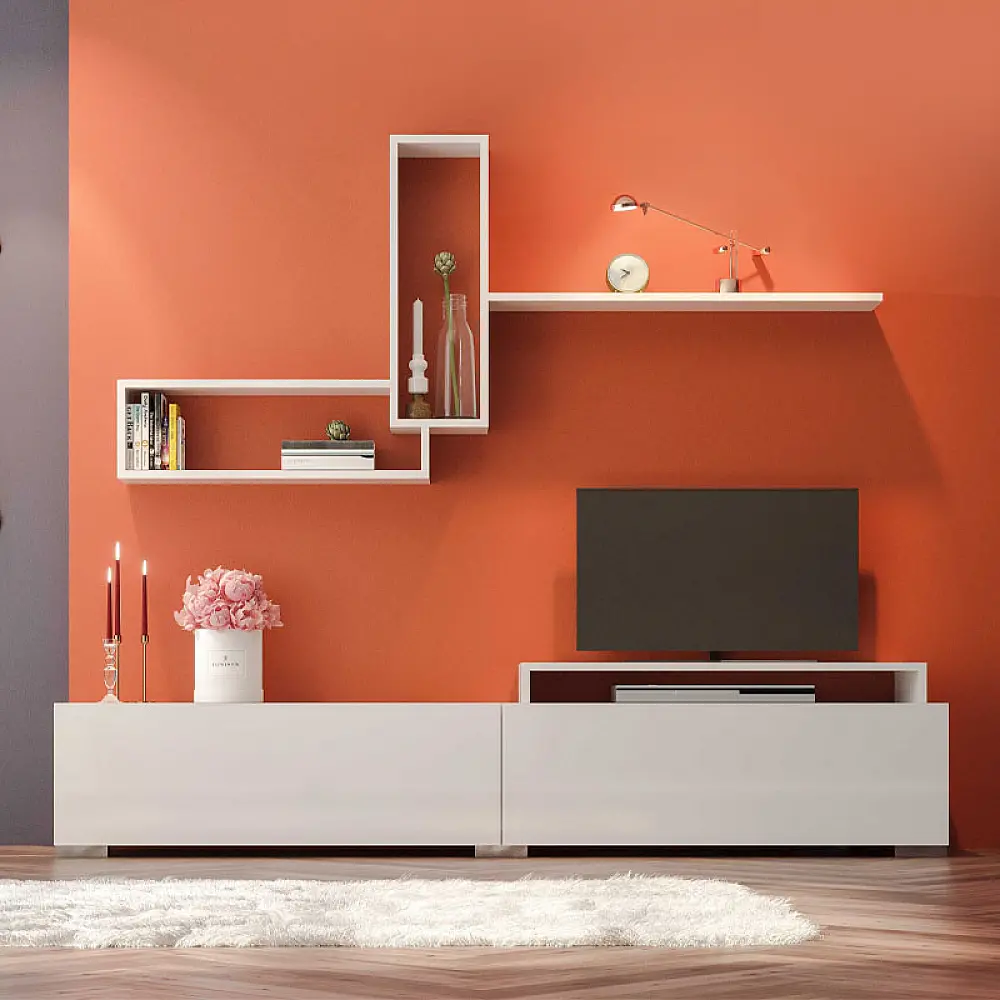 Σύνθεση τηλεόρασης Odessa Megapap χρώμα λευκό 180x37x47εκ. - GP055-0024,1