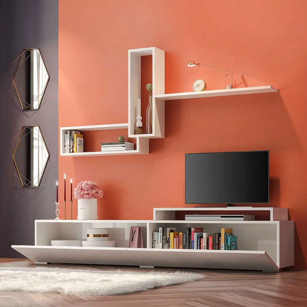 Σύνθεση τηλεόρασης Odessa Megapap χρώμα λευκό 180x37x47εκ. - GP055-0024,1
