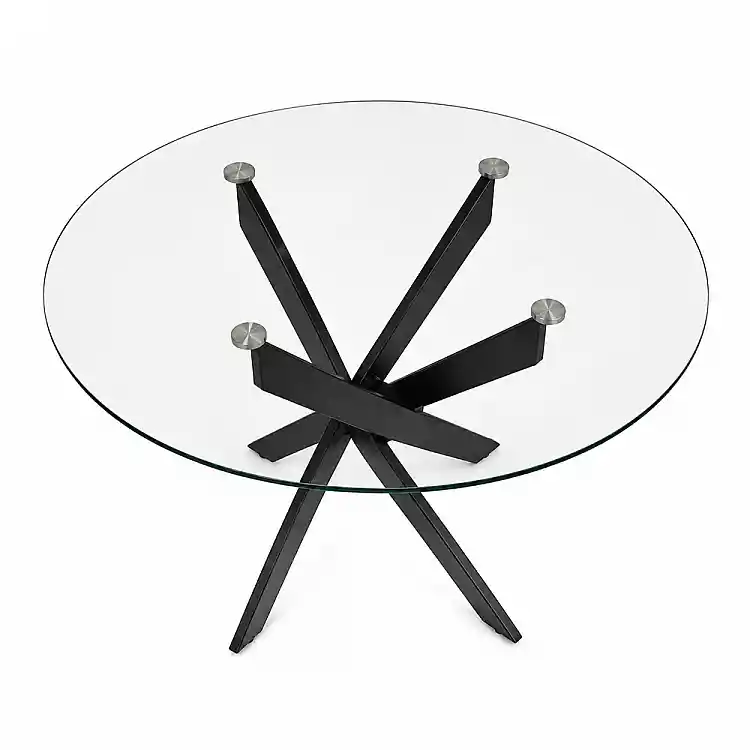 Τραπέζι Aldo Megapap γυαλί - μεταλλικά μαύρα πόδια Ø100x75,5εκ. | GP057-0010,2