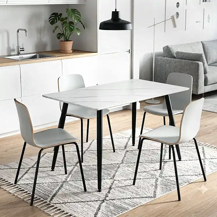 Τραπέζι Enzo Megapap sintered stone - μέταλλο χρώμα λευκό εφέ μαρμάρου - μαύρο 120x70x77εκ. | GP057-0011,1