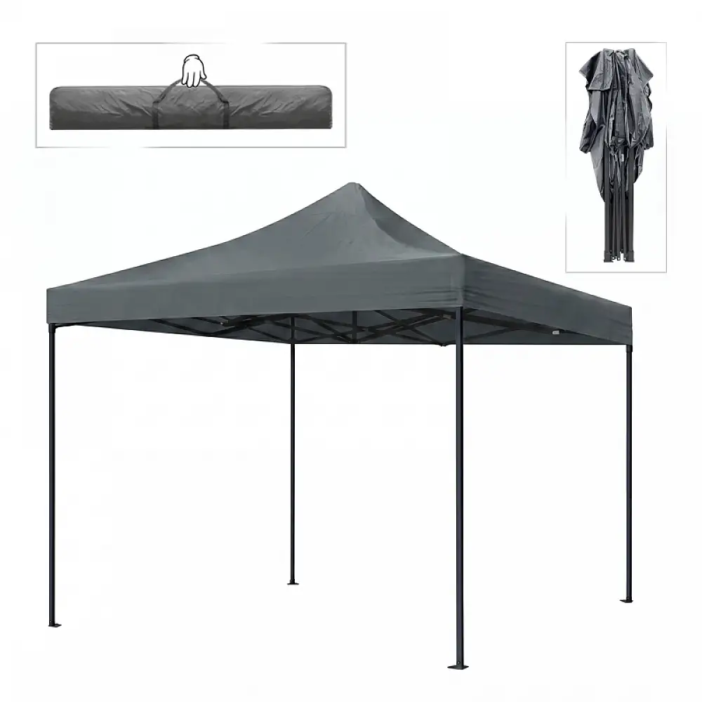 Κιόσκι - Gazebo Bari Megapap πτυσσόμενο μεταλλικός σκελετός - αδιάβροχο ύφασμα χρώμα γκρι 3x3x3,10m. | GP059-0001,2
