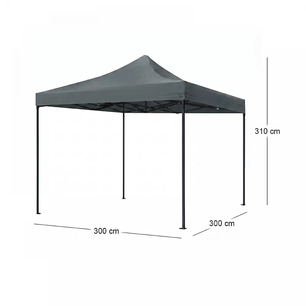 Κιόσκι - Gazebo Bari Megapap πτυσσόμενο μεταλλικός σκελετός - αδιάβροχο ύφασμα χρώμα γκρι 3x3x3,10m. | GP059-0001,2