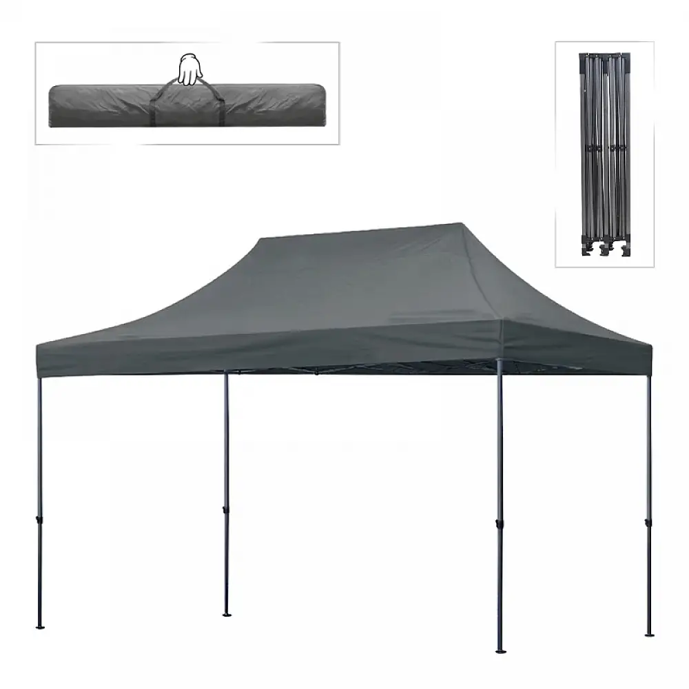 Κιόσκι - Gazebo Bari Megapap πτυσσόμενο μεταλλικός σκελετός - αδιάβροχο ύφασμα χρώμα γκρι 3x4,5x3,20m. | GP059-0002,2