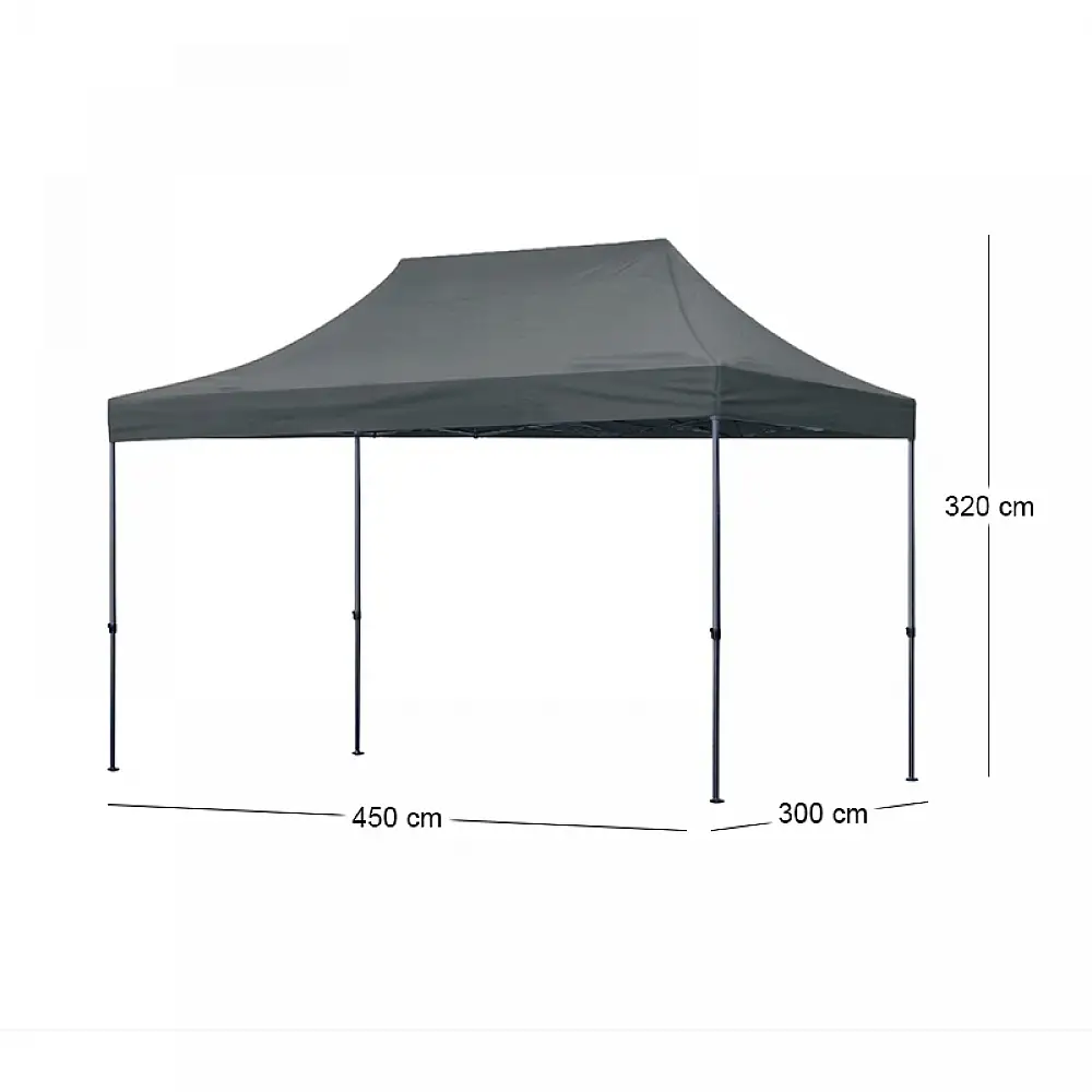 Κιόσκι - Gazebo Bari Megapap πτυσσόμενο μεταλλικός σκελετός - αδιάβροχο ύφασμα χρώμα γκρι 3x4,5x3,20m. | GP059-0002,2