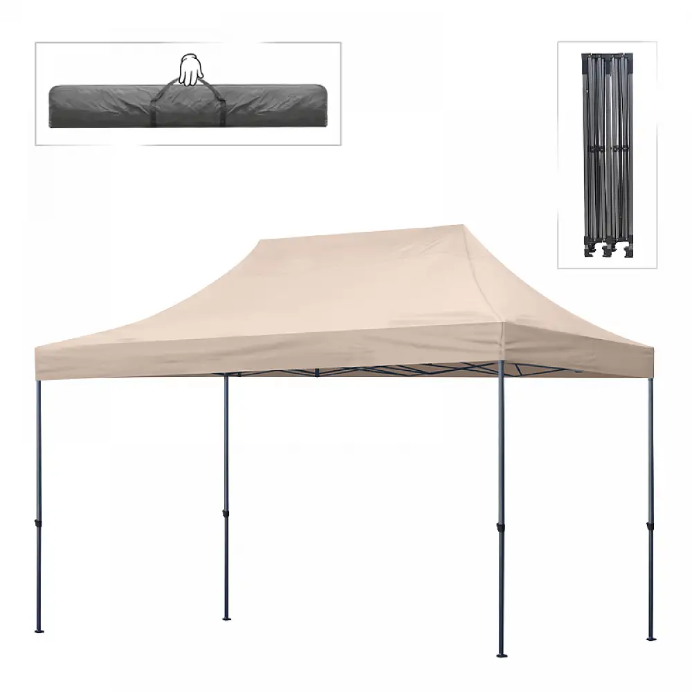 Κιόσκι - Gazebo Bari Megapap πτυσσόμενο μεταλλικός σκελετός - αδιάβροχο ύφασμα χρώμα της άμμου 3x4,5x3,20m. | GP059-0002,3