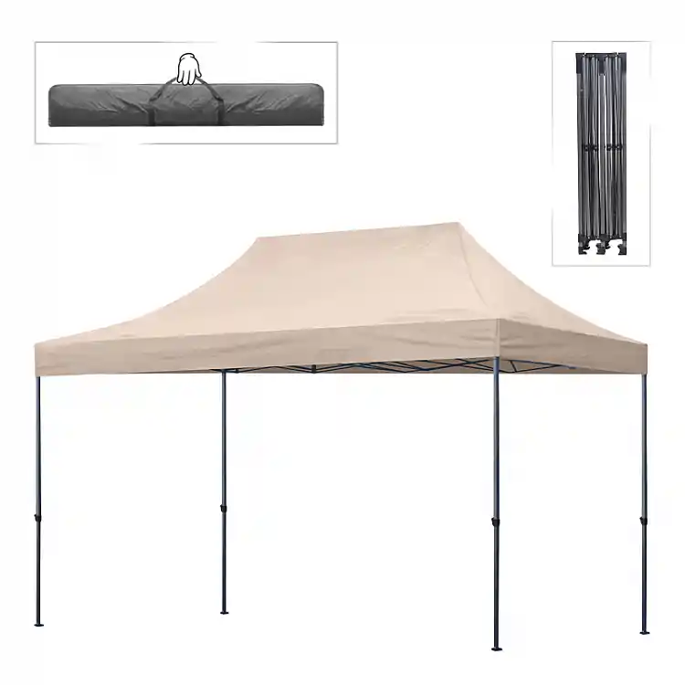Κιόσκι - Gazebo Bari Megapap πτυσσόμενο μεταλλικός σκελετός - αδιάβροχο ύφασμα χρώμα της άμμου 3x4,5x3,20m. | GP059-0002,3