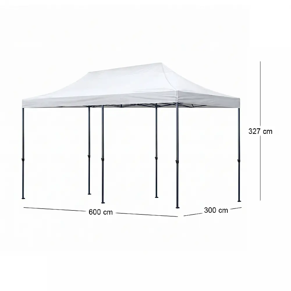 Κιόσκι - Gazebo Bari Megapap πτυσσόμενο μεταλλικός σκελετός - αδιάβροχο ύφασμα χρώμα λευκό 3x6x3,27m. | GP059-0003,1