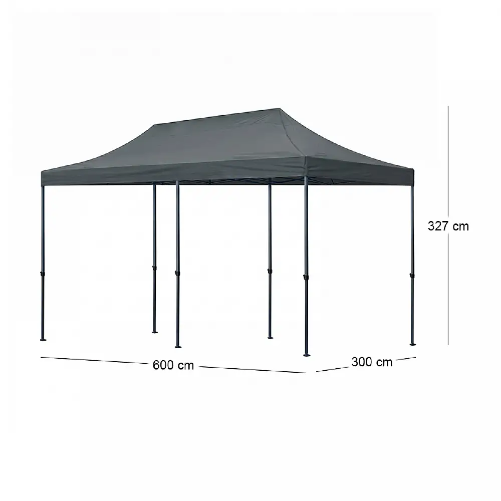 Κιόσκι - Gazebo Bari Megapap πτυσσόμενο μεταλλικός σκελετός - αδιάβροχο ύφασμα χρώμα γκρι 3x6x3,27m. | GP059-0003,2