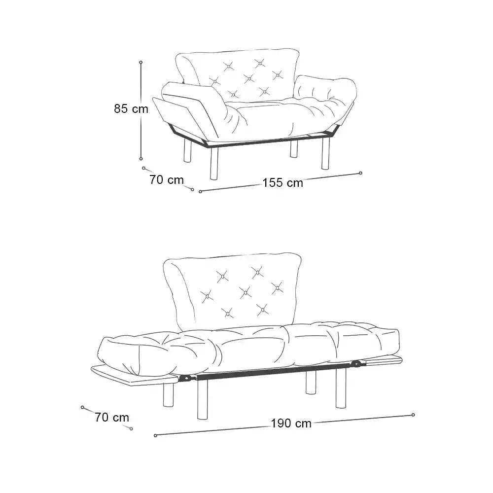 Καναπές - Κρεβάτι Nitta Megapap διθέσιος υφασμάτινος χρώμα γκρι 155x70x85εκ. | GP061-0017,3