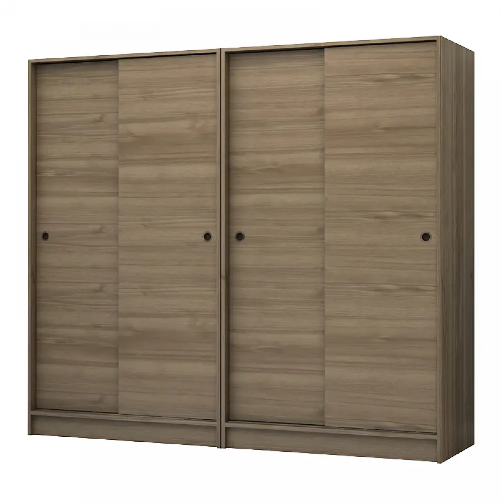Ντουλάπα ρούχων Regio Megapap τετράφυλλη συρόμενη χρώμα καρυδί 200x60x181εκ. | GP100-0106,3