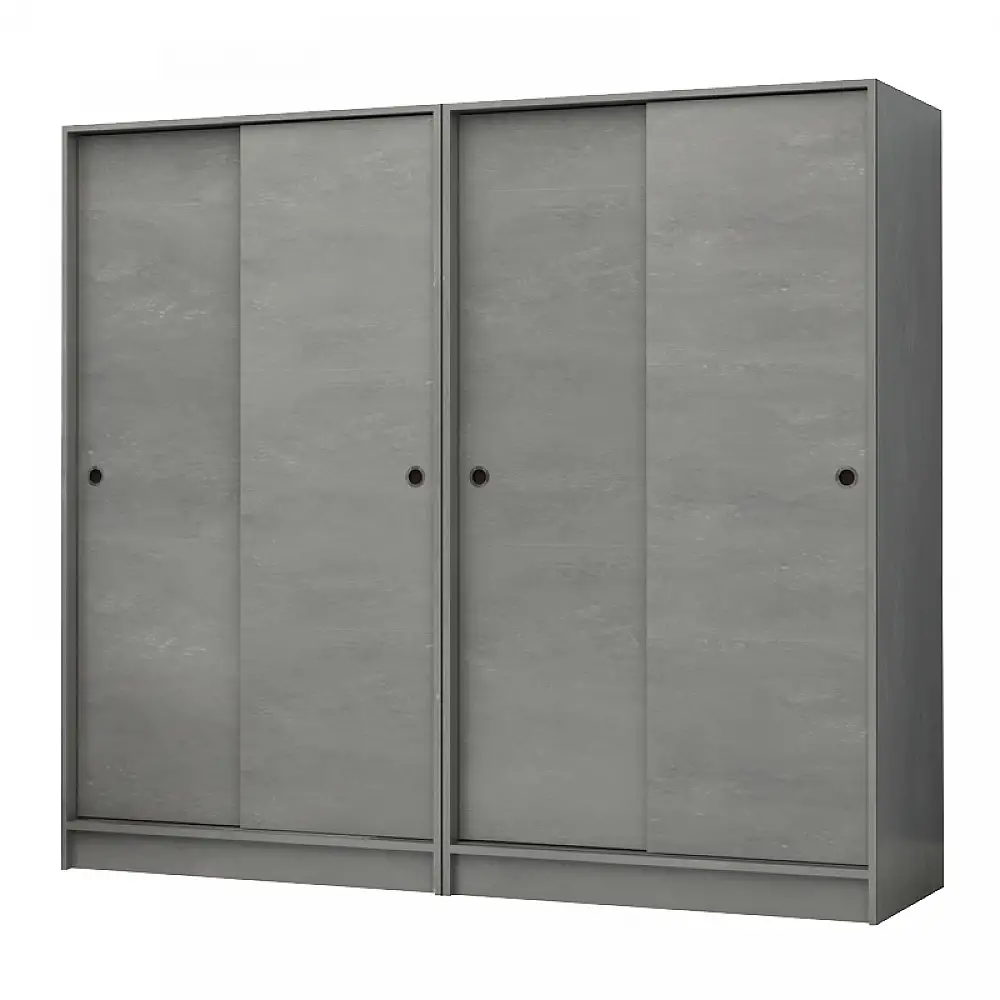 Ντουλάπα ρούχων Regio Megapap τετράφυλλη συρόμενη χρώμα γκρι σκυροδέματος 200x60x181εκ. | GP100-0106,4