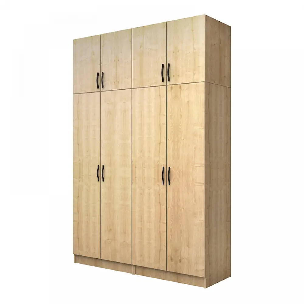 Ντουλάπα ρούχων Vivian Megapap τετράφυλλη με πατάρι χρώμα φυσικό οξιάς 160x51,8x240εκ. | GP100-0112,2
