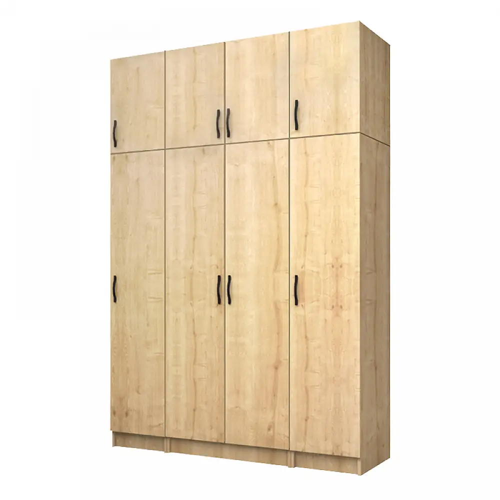 Ντουλάπα ρούχων Vivian Megapap τετράφυλλη με πατάρι χρώμα φυσικό οξιάς 160x51,8x240εκ. | GP100-0118,2
