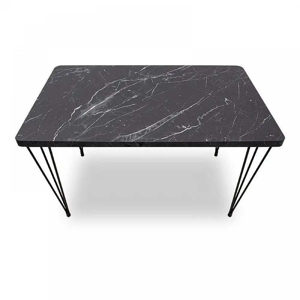 Σετ τραπεζαρία 5τμχ Roger - Iris Megapap Mdf - ύφασμα χρώμα μαύρο εφέ μαρμάρου - ανοιχτό μπεζ 120x70x75εκ. | GP100-0128,2