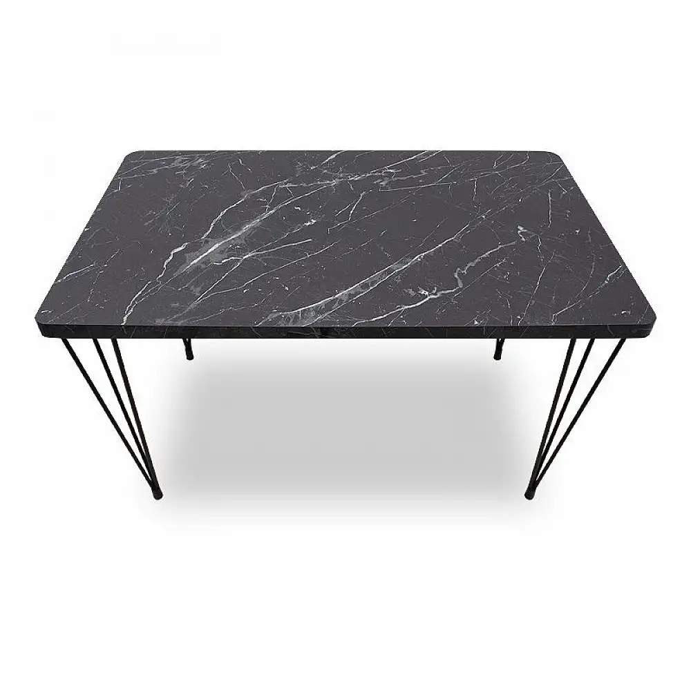 Σετ τραπεζαρία 5τμχ Roger - Chiara Megapap Mdf - ύφασμα χρώμα μαύρο εφέ μαρμάρου - γκρι 120x70x75εκ. | GP100-0134,2